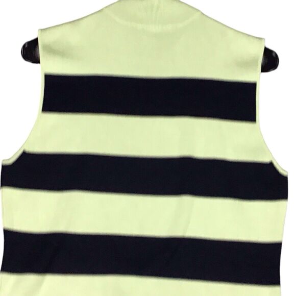 Carlisle Women’s XL Sleeveless Striped Mock Neck Top Green Black Silk Blend - Picture 3 of 9
